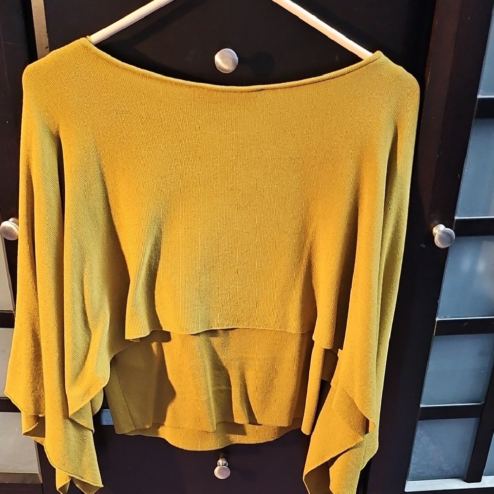Zara Golden Yellow Draped Blouse - Picture 3 of 4